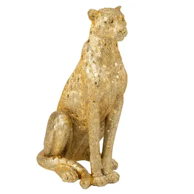 Statue Léopard Assis "odis" 60cm Doré