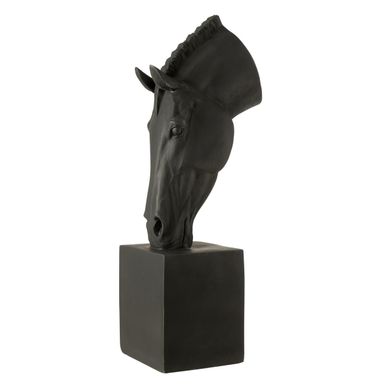 Tête De Cheval Sur Socle "hollywood" 95cm Noir