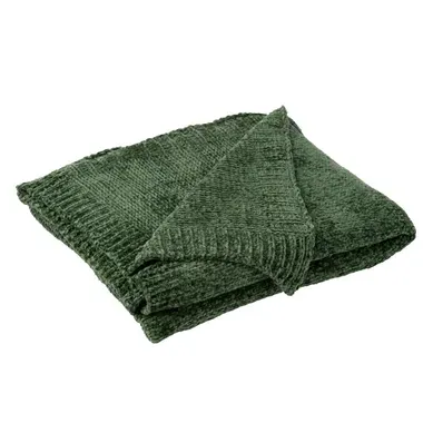 Plaid Uni Chenille "bradly" 130x170cm Vert Foncé Plaid Uni Chenille "bradly" 130x170cm Vert Foncé