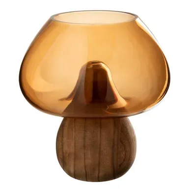 Vase Design En Verre "champignon" 23cm Caramel