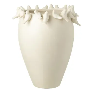 Vase Déco En Argile "budgie" 50cm Blanc