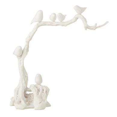 Oiseaux Sur Branche En Résine "maribel" 62cm Blanc