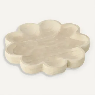 Coupelle Décoratif En Bois "fleur" 38cm Blanc Coupelle Décoratif En Bois "fleur" 38cm Blanc