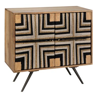Buffet 2 Portes En Bois "fils Tissés" 92cm Multicolore