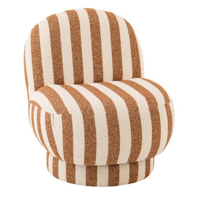 Fauteuil À Rayures "ligné" 76cm Camel et Blanc Cassé