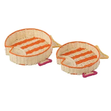 Lot De 2 Plateaux Déco "poissons" 43cm Multicolore