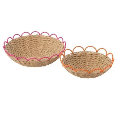 Lot De 2 Coupelles Déco "flores" 42cm Naturel