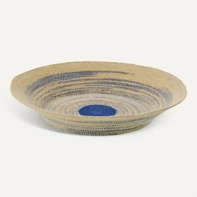 Coupelle Déco En Jonc "galene" 52cm Naturel et Bleu