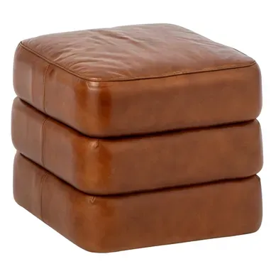 Pouf Carré En Cuir "austin" 46cm Camel Pouf Carré En Cuir "austin" 46cm Camel