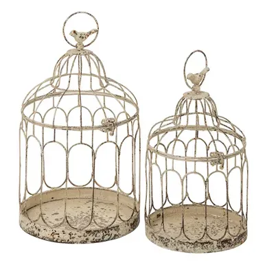 Lot De 2 Nichoirs Extérieur "oskar" 40cm Blanc Cassé