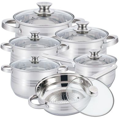 Batterie De Cuisine 12 Pièces En Acier Inoxydable  Hg1241-ix