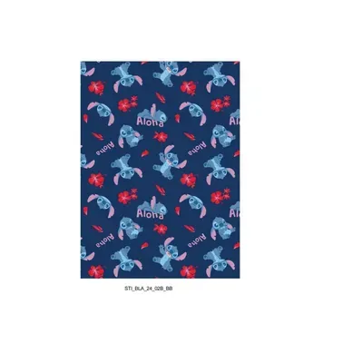 Plaid - Stitch Fleurs Rouges - 110 Cm X 150 Cm Plaid - Stitch Fleurs Rouges - 110 Cm X 150 Cm
