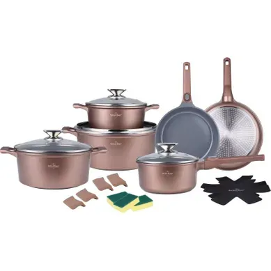 Batterie De Cuisine 19 Pièces Tous Feu Dont Induction Cuivre  Sh-lg3019co