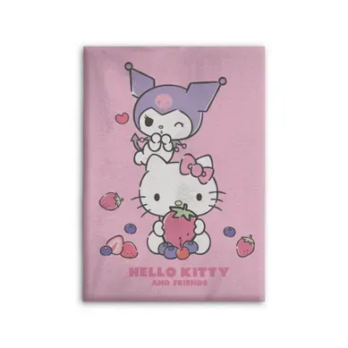 Plaid Hello Kitty - Kuromi Et Hello Kitty Avec Des Fruits - 100 X140 Cm Plaid Hello Kitty - Kuromi Et Hello Kitty Avec Des Fruits - 100 X140 Cm