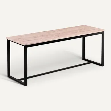 Banc En Bois Avec Struture En Métal Noir - L120xh45xp35 Cm - Dock Banc En Bois Avec Struture En Métal Noir - L120xh45xp35 Cm - Dock