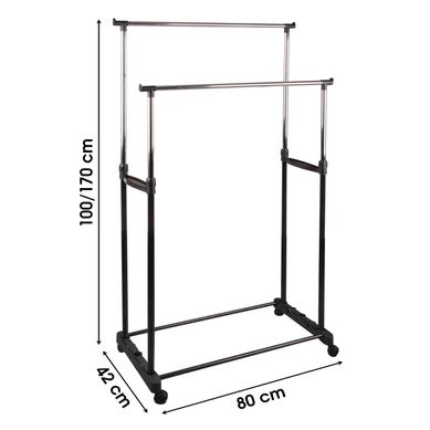Double Penderie Mobile Pendo - L. 80 X H. 170 Cm - Noir Double Penderie Mobile Pendo - L. 80 X H. 170 Cm - Noir