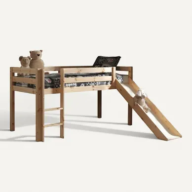 Lit Enfant Avec Toboggan "pino" 90x200cm Naturel