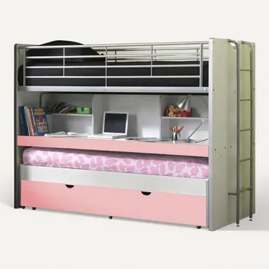 Lit Superposé Enfant "bonny" 90x200cm Rose