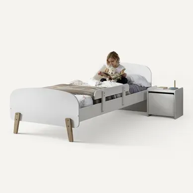 Pack - Lit Enfant, Barrière et Chevet "kiddy" 90x200cm Blanc Pack - Lit Enfant, Barrière et Chevet "kiddy" 90x200cm Blanc