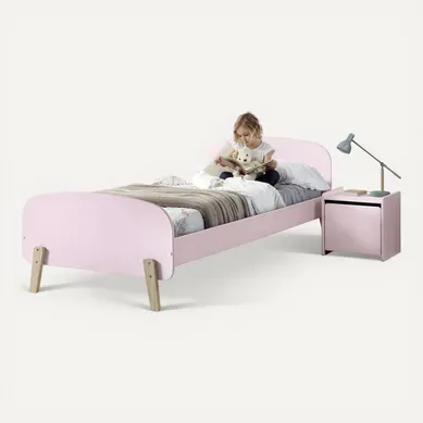 Lit 90x200 Et Chevet 1 Porte Kiddy - Vieux Rose Lit 90x200 Et Chevet 1 Porte Kiddy - Vieux Rose
