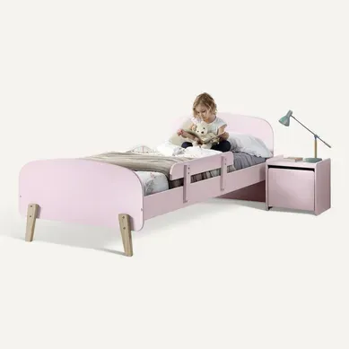 Pack - Lit Enfant, Barrière et Chevet "kiddy" 90x200cm Rose Pack - Lit Enfant, Barrière et Chevet "kiddy" 90x200cm Rose