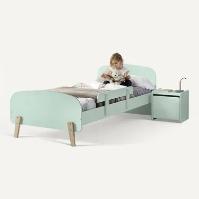Pack - Lit Enfant, Barrière et Chevet "kiddy" 90x200cm Vert Menthe Pack - Lit Enfant, Barrière et Chevet "kiddy" 90x200cm Vert Menthe