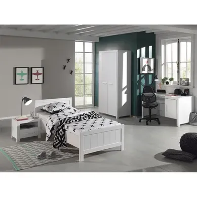 Pack - Lit Enfant, Chevet, Armoire et Bureau "erik I" Blanc Pack - Lit Enfant, Chevet, Armoire et Bureau "erik I" Blanc