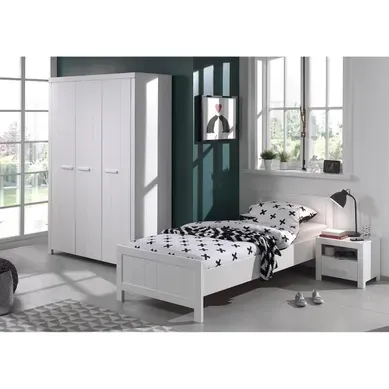 Pack - Lit Enfant, Chevet et Armoire "erik" Blanc Pack - Lit Enfant, Chevet et Armoire "erik" Blanc