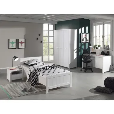 Erik Lit Simple + Table De Chevet + Armoire 3 Portes + Bureau Erik Lit Simple + Table De Chevet + Armoire 3 Portes + Bureau