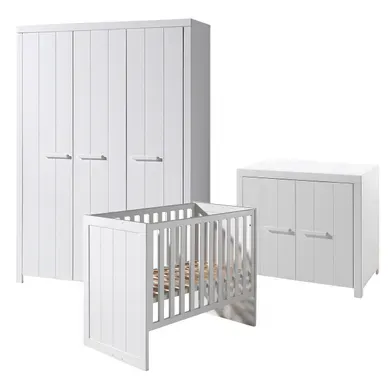 Lit Bébé 60x120 - Commode 2 Portes Et Armoire 3 Portes Erik - Blanc Lit Bébé 60x120 - Commode 2 Portes Et Armoire 3 Portes Erik - Blanc
