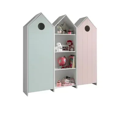 Pack - étagère Enfant et 2 Armoires "casami" Blanc, Menthe et Rose Pack - étagère Enfant et 2 Armoires "casami" Blanc, Menthe et Rose