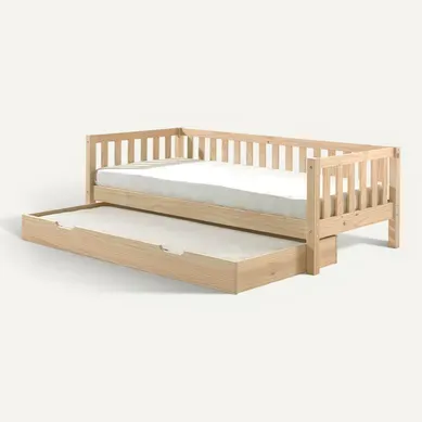 Lit Banquette 90x200 Sommier Et Tiroir De Lit Inclus Fritz - Bois Lit Banquette 90x200 Sommier Et Tiroir De Lit Inclus Fritz - Bois