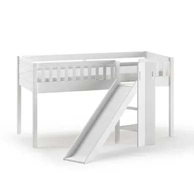 Lit Mi-hauteur 90x200 Toboggan Sommier Inclus Scott - Blanc