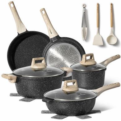 Batterie De Cuisine 13 Pièces Antiadhésif En Granit Noir Just Perfecto Jl-32 Batterie De Cuisine 13 Pièces Antiadhésif En Granit Noir Just Perfecto Jl-32