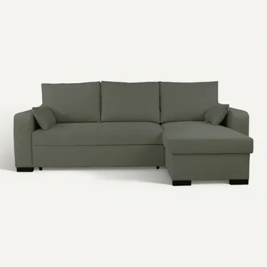 Canapé d'angle convertible BROADWAY II tissu vert vue de face