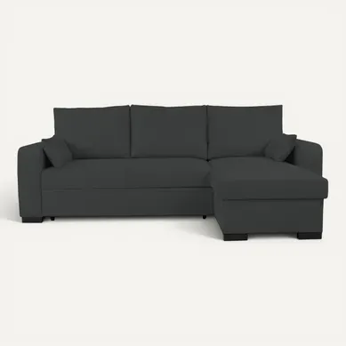 Canapé d'angle convertible BROADWAY II tissu noir vue de face