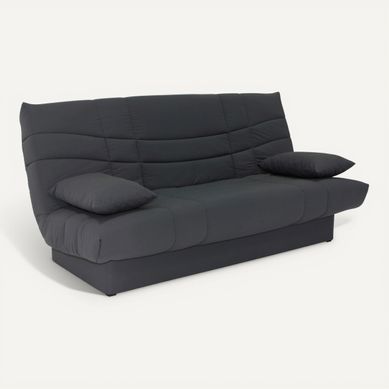 Banquette-lit clic-clac PORTO uni gris anthracite Banquette-lit clic-clac PORTO uni gris anthracite vue 3/4
