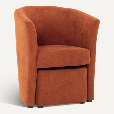 Fauteuil cabriolet et pouf CLAYTON tissu Soro terracotta Fauteuil cabriolet et pouf CLAYTON tissu Soro terracotta vue 3/4