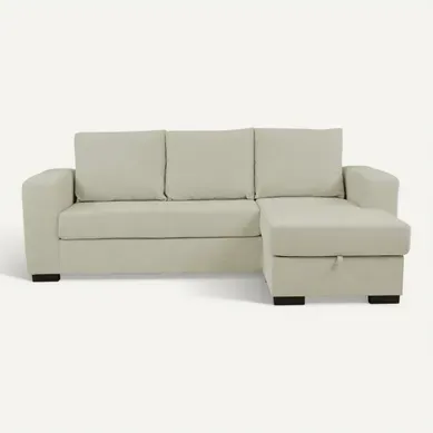Canapé d'angle méridienne réversible GEORGY tissu beige vue de face