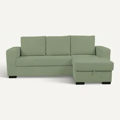 Canapé d'angle méridienne réversible GEORGY tissu vert Canapé d'angle méridienne réversible GEORGY tissu vert vue de face