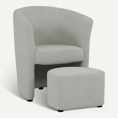 Fauteuil cabriolet et pouf CLAYTON II tissu guilty cement Fauteuil cabriolet et pouf CLAYTON II tissu guilty cement vue 3/4