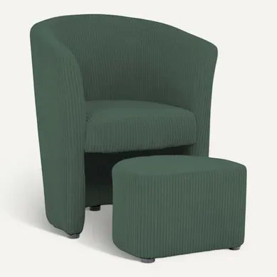 Fauteuil cabriolet et pouf CLAYTON II tissu lincoln vert Fauteuil cabriolet et pouf CLAYTON II tissu lincoln vert vue 3/4