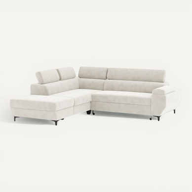 Canapé D’angle Convertible 3 Places Sable Avec Coffre Et Couchage