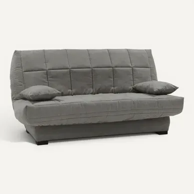 Banquette-lit clic-clac CARMEN tissu taupe Banquette-lit clic-clac CARMEN tissu taupe vue 3/4