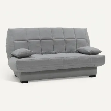 Banquette-lit clic-clac CARMEN tissu gris clair Banquette-lit clic-clac CARMEN tissu gris clair vue 3/4