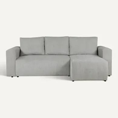 Canapé d'angle convertible MILO tissu grège vue de face