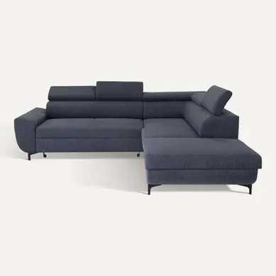 Canapé d'angle convertible droit WESLEY tissu loft anthracite Canapé d'angle convertible droit WESLEY tissu loft anthracite vue de face