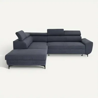 Canapé d'angle convertible gauche WESLEY tissu loft anthracite Canapé d'angle convertible gauche WESLEY tissu loft anthracite vue de face