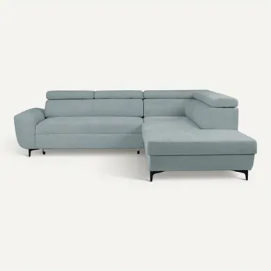 Canapé d'angle convertible droit SANTIAGO tissu gris Canapé d'angle convertible droit SANTIAGO tissu gris vue de face