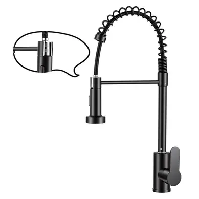 Robinet Noir Rétractable, Deux Modes De Débit D'eau, Rotation à 360°, Eau Chaude Et Eau Froide